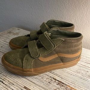 Vans mid top. Worn 3x. Army green & tan. Unisex
